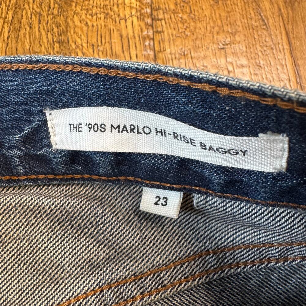 Denim Forum 90s Marlo High Rise Baggy Jeans Womens 23/00 Dark Wash Straight - Picture 3 of 9